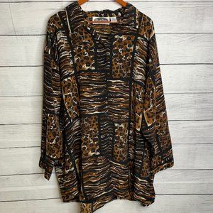 [Adrian Caran] Vintage Brown Print Long Sleeve Top